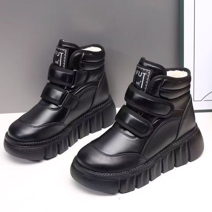 Dievčenské zimné topánky s fleecovou podšívkou, vodeodolné, vrchná časť z mikrovlákna, hrubá podrážka, suchý zips