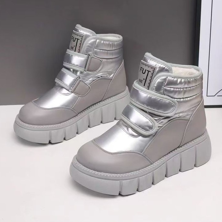 Dievčenské zimné topánky s fleecovou podšívkou, vodeodolné, vrchná časť z mikrovlákna, hrubá podrážka, suchý zips