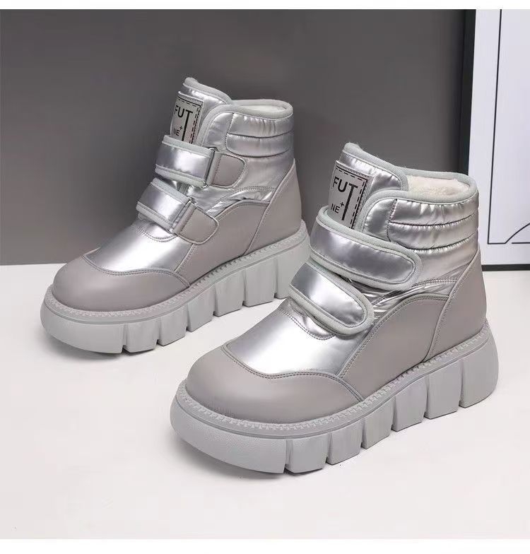 Dievčenské zimné topánky s fleecovou podšívkou, vodeodolné, vrchná časť z mikrovlákna, hrubá podrážka, suchý zips