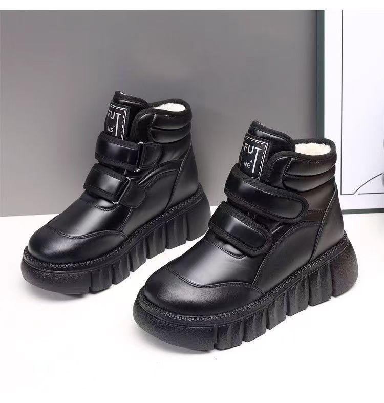 Dievčenské zimné topánky s fleecovou podšívkou, vodeodolné, vrchná časť z mikrovlákna, hrubá podrážka, suchý zips