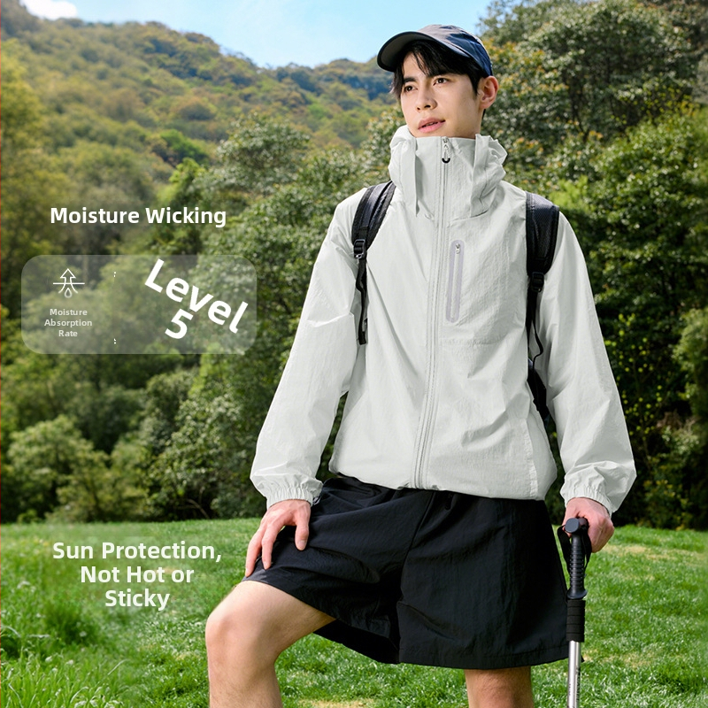 Lauko vėjo striukė su gaubtu, UPF50+ UV apsauga, greitas džiūvimas, kvėpuojanti, nailonas