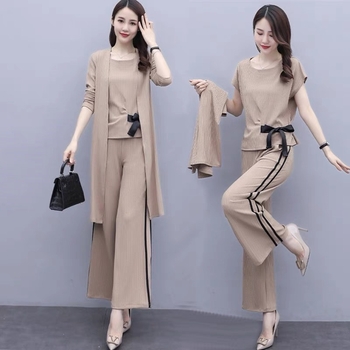Casual ženski trodijelni kostim, gradski stil, gornji dio s 3/4 rukava, poliester 95%+