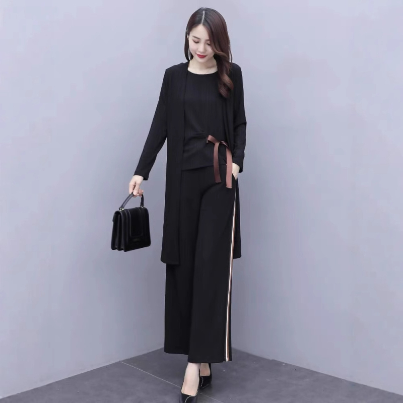 Casual ženski trodijelni kostim, gradski stil, gornji dio s 3/4 rukava, poliester 95%+