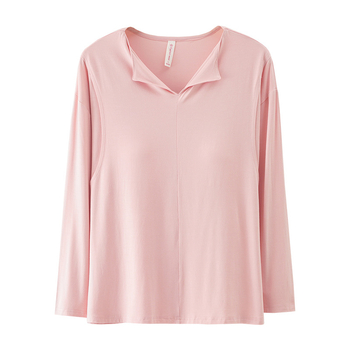 Modalový top na dojčenie s vložkou na prsník, dlhý rukáv, výstrih do V, 95% viskóza 5% spandex