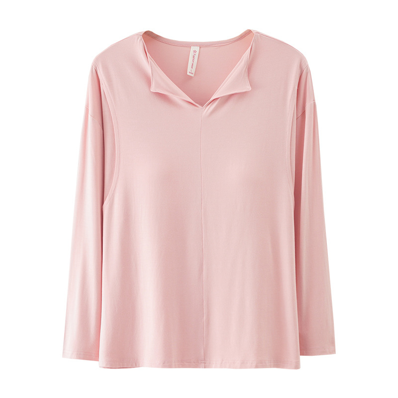 Modalový top na dojčenie s vložkou na prsník, dlhý rukáv, výstrih do V, 95% viskóza 5% spandex