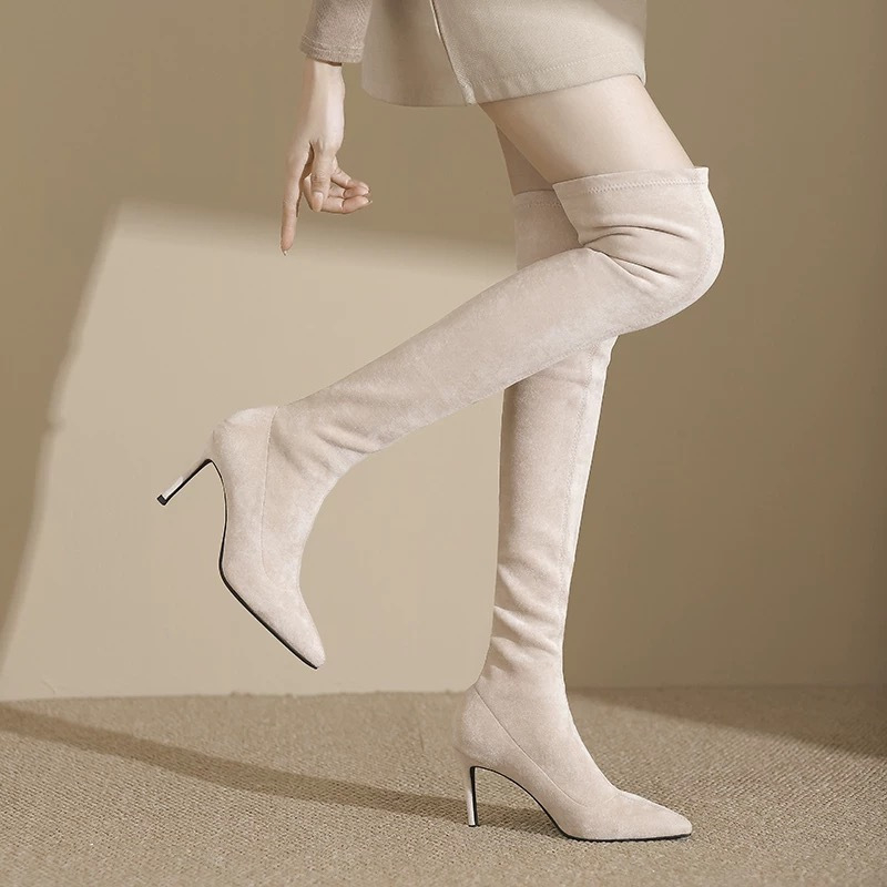 Naiste mood botid terava ninaga, paksu kontsaga 6–8 cm, PU materjal, Korea stiil