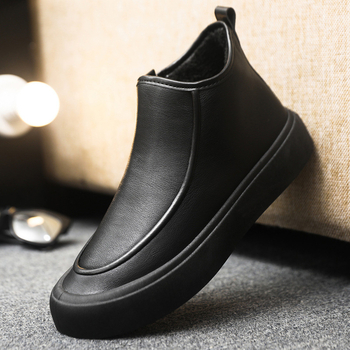 Ghete bărbați Martin din PU, căptușite cu fleece, până la mijlocul gambelor, rezistente la apă, anti-derapare