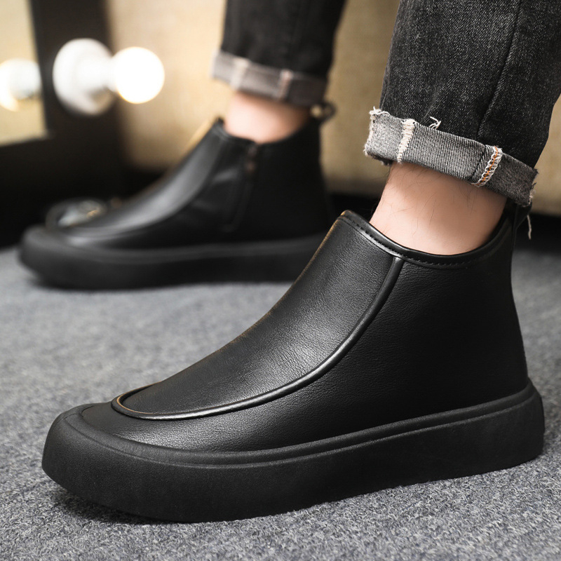 Ghete bărbați Martin din PU, căptușite cu fleece, până la mijlocul gambelor, rezistente la apă, anti-derapare