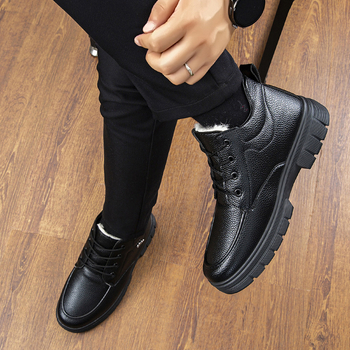 Cizme de iarnă pentru zăpadă, căptușite cu fleece, încălzite, talpă antiderapantă, partea superioară PU, talpa PVC, vârf rotund, toc plat