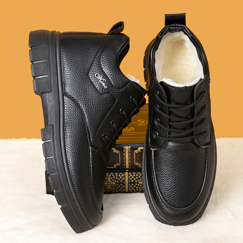 Cizme de iarnă pentru zăpadă, căptușite cu fleece, încălzite, talpă antiderapantă, partea superioară PU, talpa PVC, vârf rotund, toc plat