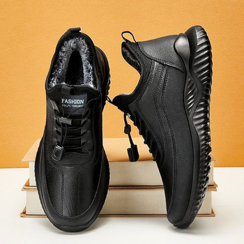 Ghete de iarnă pentru bărbați, PU pe partea superioară, talpă din plastic, șireturi în față, talpă groasă, vârf rotund