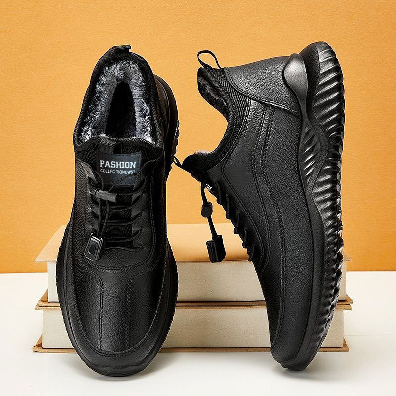 Ghete de iarnă pentru bărbați, PU pe partea superioară, talpă din plastic, șireturi în față, talpă groasă, vârf rotund