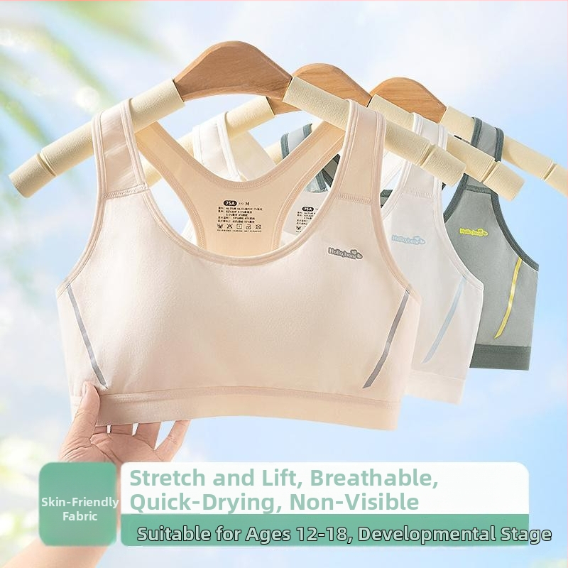 Modal športová podprsenka pre dievčatá, 3/4 košík, bez výstuže, pevné dvojité ramienka, podšívka z Mulberry hodvábu