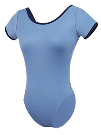 Pre dospelé ženy: tanečný bodysuit s V-krkom a otvoreným chrbtom, krátke rukávy, nylonový materiál s podšívkou Milk Silk