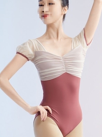 Dámsky jednorazový tanečný unitár s krátkymi rukávmi, matný nylon, 88% nylon, mliečna podšívka, jednofarebný vzor; vhodný pre balet, brušný tanec, latino a ballroom; dospelé ženy