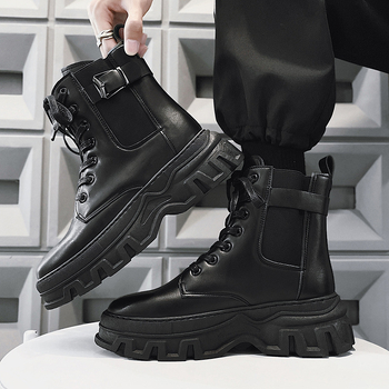 Martin topánky, PU koža, gumová podrážka, stredný podpätok 3–5 cm, vysoký vršok