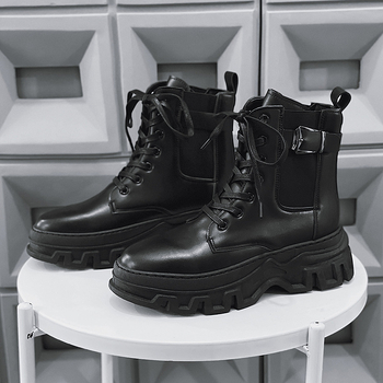 Martin topánky, PU koža, gumová podrážka, stredný podpätok 3–5 cm, vysoký vršok