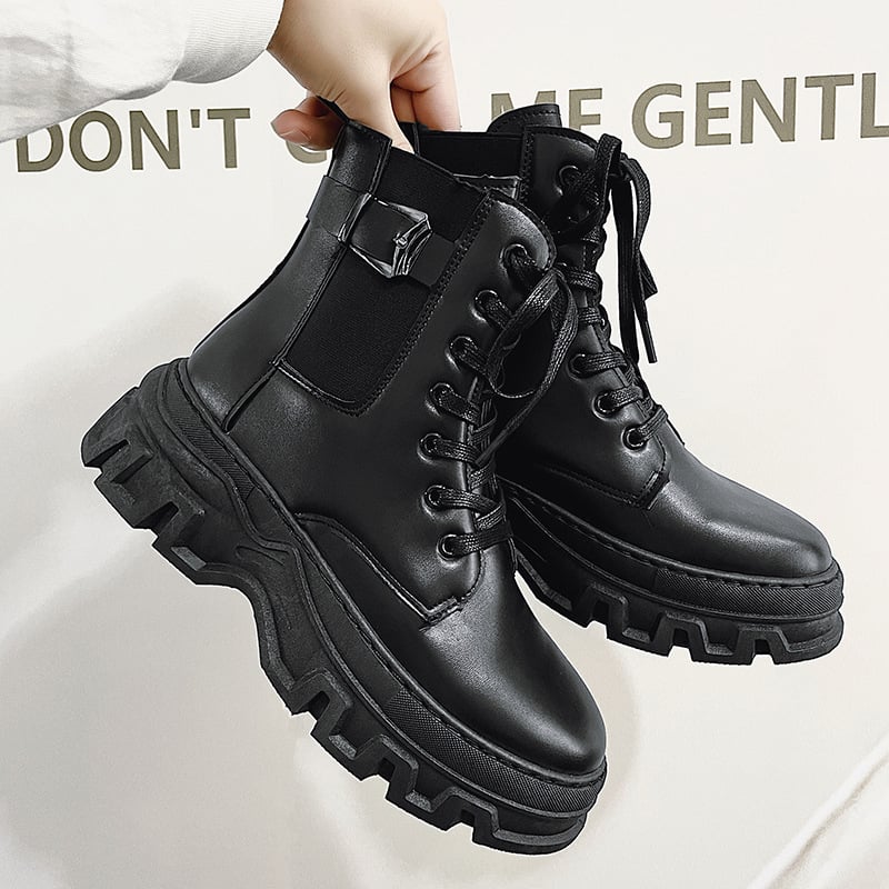 Martin topánky, PU koža, gumová podrážka, stredný podpätok 3–5 cm, vysoký vršok