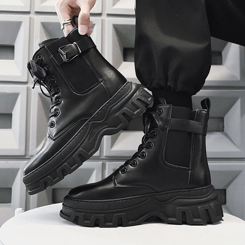 Martin topánky, PU koža, gumová podrážka, stredný podpätok 3–5 cm, vysoký vršok