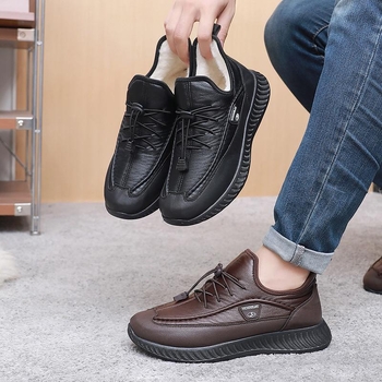 Férfi téli papucs fleece béléssel – könnyűek, slip-on elasztikus pánttal, felső rész mikrovláknemű bőr, PVC talp