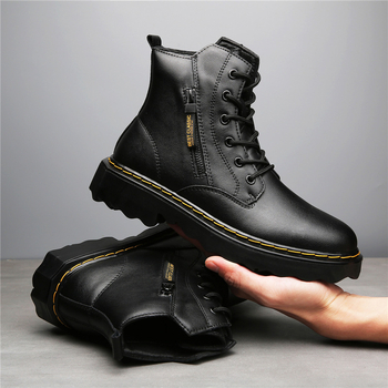 Martin topánky na zimu, vysoké, PU vrchná časť, gumová podrážka, mikrovláknová výstelka, vpredu šnúrky, guľatá špička