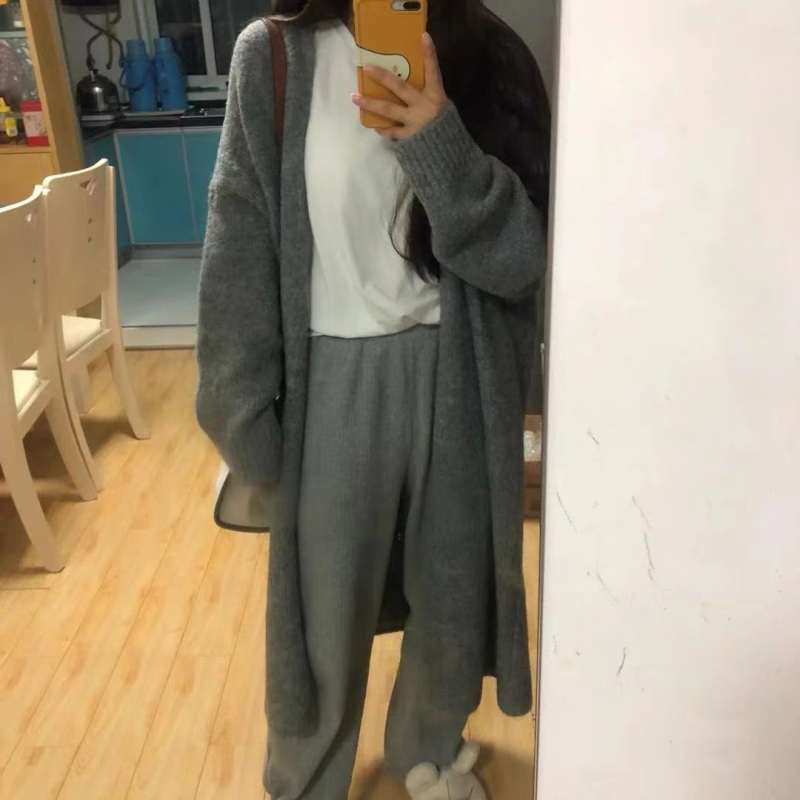 Cardigan tricot pentru femei, culoare solidă, lungime lungă (80–100 cm), mâneci lungi, fără nasturi