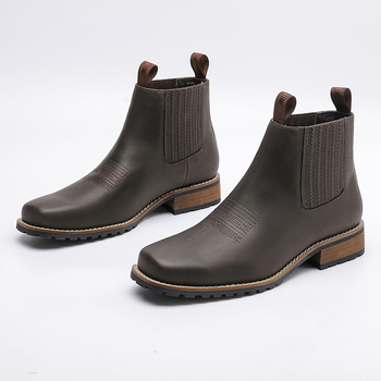 Muške Chelsea čizme od PU s nubuk završetkom, gumeni potplat, kvadratni vrh, mikrovlaknena podstava