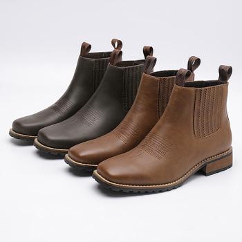 Muške Chelsea čizme od PU s nubuk završetkom, gumeni potplat, kvadratni vrh, mikrovlaknena podstava