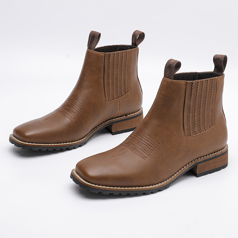 Muške Chelsea čizme od PU s nubuk završetkom, gumeni potplat, kvadratni vrh, mikrovlaknena podstava