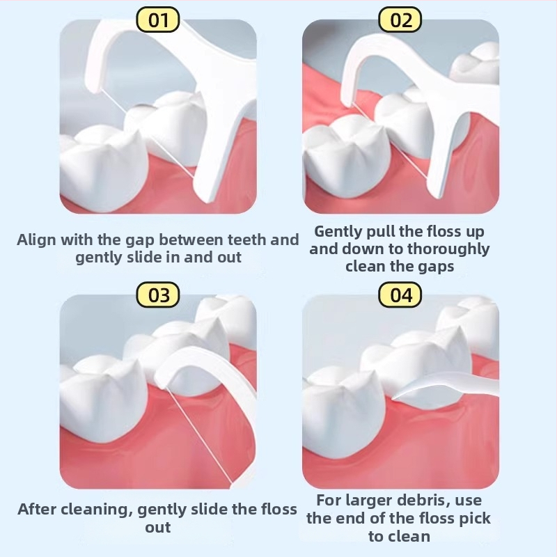 Hainuo dantų siūlų lazdelės, vienkartinės, atskirai supakuotos, nešiojamos, 50 vnt
