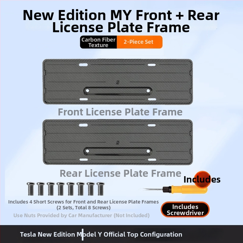 Tesla Model Y numbrimärgi hoidja — plastikust, täiuslik kaitse, ühilduv Model Y-ga