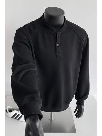 Muški sweatshirt s Henley ovratnikom, pamuk, jesenji stil Hong Kong