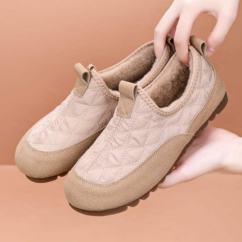 Női téli textilcipő fleece-belsejű, slip-on, alacsony szárú, gumitalpú