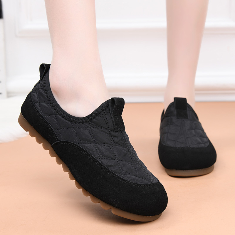 Női téli textilcipő fleece-belsejű, slip-on, alacsony szárú, gumitalpú