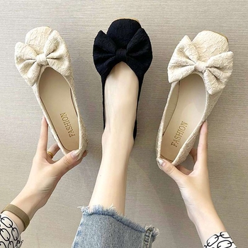 Lapos cipő, négyszögletes orrú, szatén felső, slip-on, alacsony sarok 1-3 cm, puha talp, mikroszálas bélés, PU talp, koreai stílus