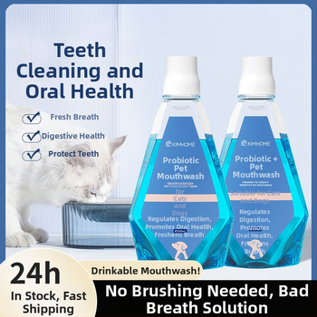 KIMHOME Ústna voda pre domáce zvieratá – Svieži dych, Odstránenie škvŕ zo zubov, Starostlivosť o ďasná, Všeobecné použitie