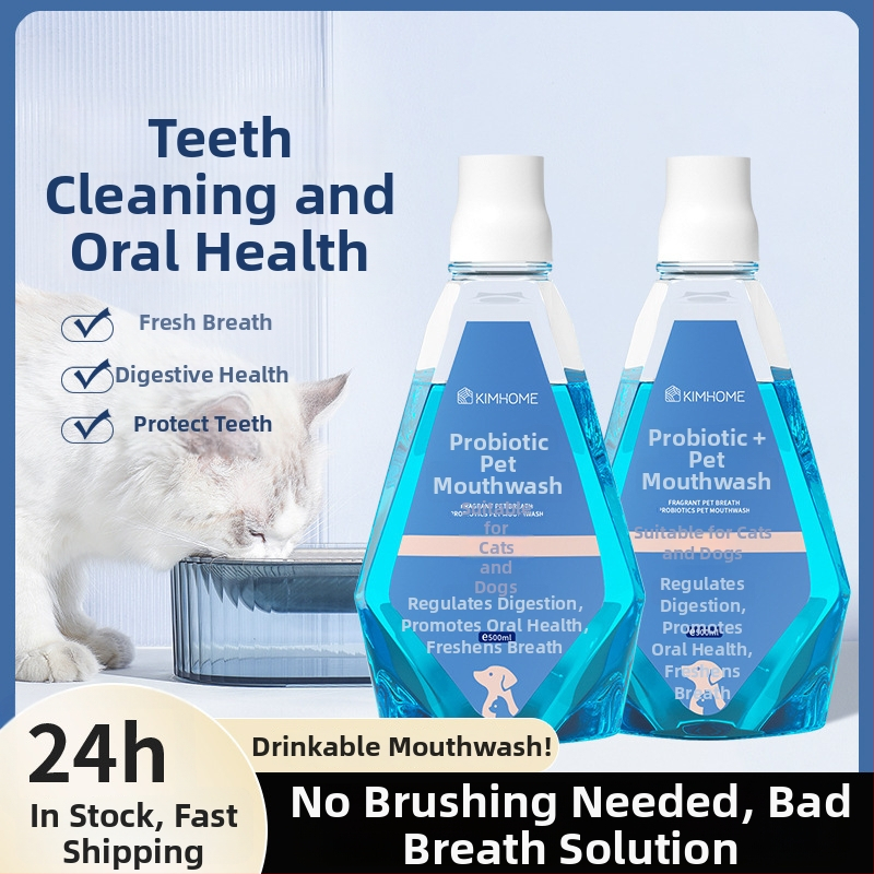 KIMHOME Ústna voda pre domáce zvieratá – Svieži dych, Odstránenie škvŕ zo zubov, Starostlivosť o ďasná, Všeobecné použitie