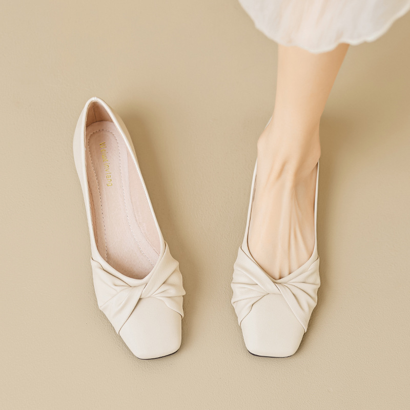 Női Bean Shoes, slip-on, lapos sarok, négyszögletes orr, mikroszövet felsőrész, gumírozott talp