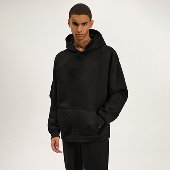 Худи суитшърт с качулка, 420 g тежест, дебела памучна смес (62,1% памук), дълги ръкави, 3D джобове с апликация, свободен силует