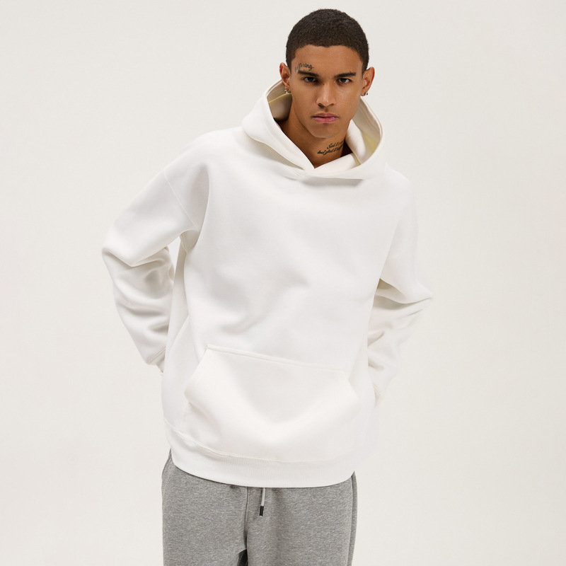 Худи суитшърт с качулка, 420 g тежест, дебела памучна смес (62,1% памук), дълги ръкави, 3D джобове с апликация, свободен силует