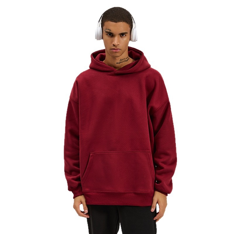 Худи суитшърт с качулка, 420 g тежест, дебела памучна смес (62,1% памук), дълги ръкави, 3D джобове с апликация, свободен силует
