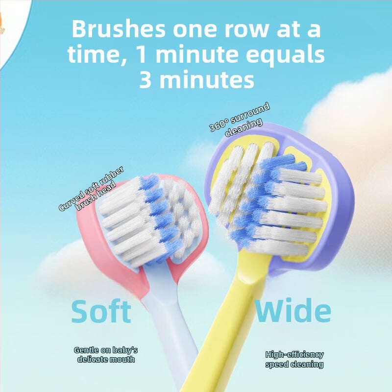 SOAO bērnu trīspusēja zobu birste ar mīkstām sariem — 2 komplekti, manuāla