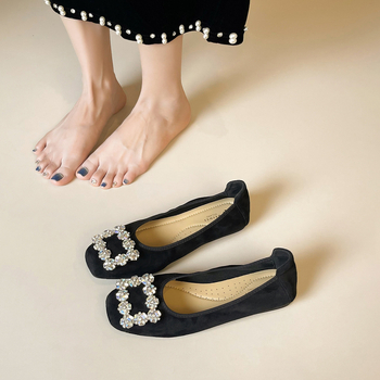 Ženske ravne cipele od suedea, okrugli vrh, slip-on, niski potplat, gumeni đon