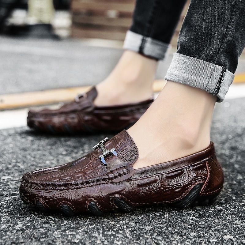 Pánske Slip-On topánky — PU vrchná časť, plastová podrážka, guľatá špička, EVA stielka, jesenné voľnočasové topánky
