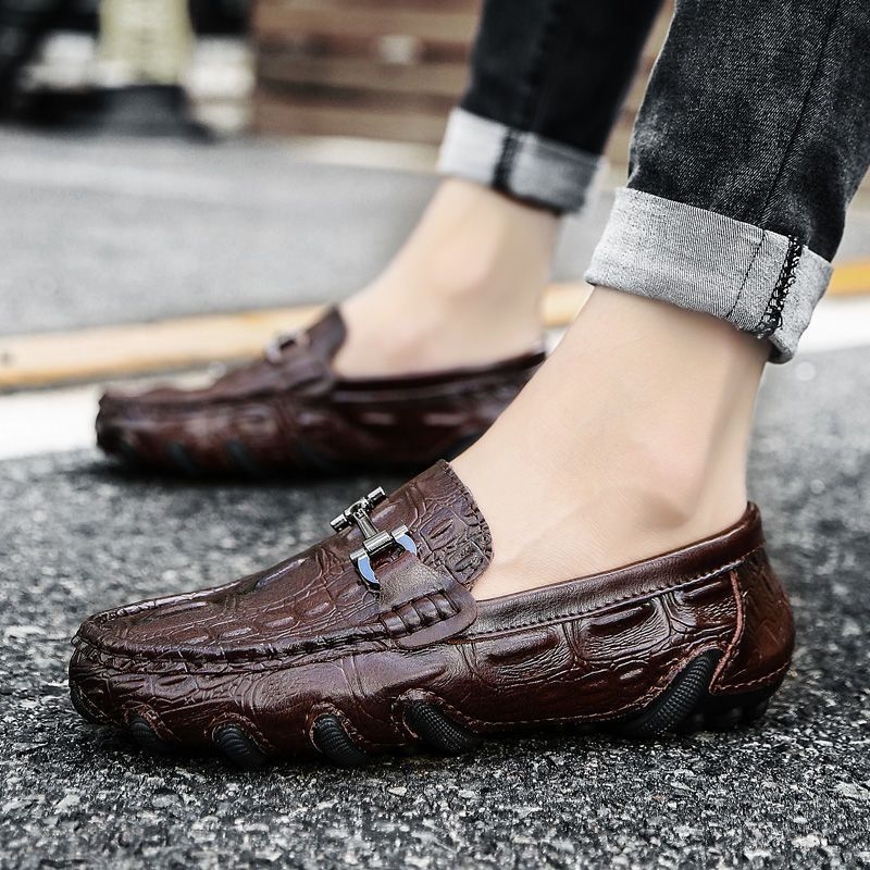 Pánske Slip-On topánky — PU vrchná časť, plastová podrážka, guľatá špička, EVA stielka, jesenné voľnočasové topánky