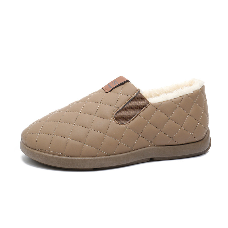 Női téli Slip-On cipő PU felső rész, pamut bélés, kerek orr, alacsony sarok 1–3 cm, PVC talp