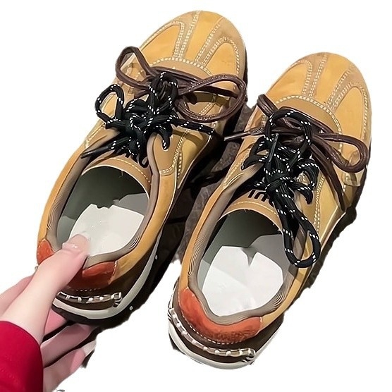 Ženske Forrest Gump kožne tenisice, gumena potplata, okrugli vrh, prednje vezanje, prozračna mrežasta podstava