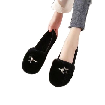 Γυναικείοι χειμερινοί slip-on loafers με επάνω μέρος από σουέντ, εσωτερική επένδυση από τεχνητή γούνα, σόλα από καουτσούκ, χαμηλό ύψος φτέρνας (1–3 εκ.)