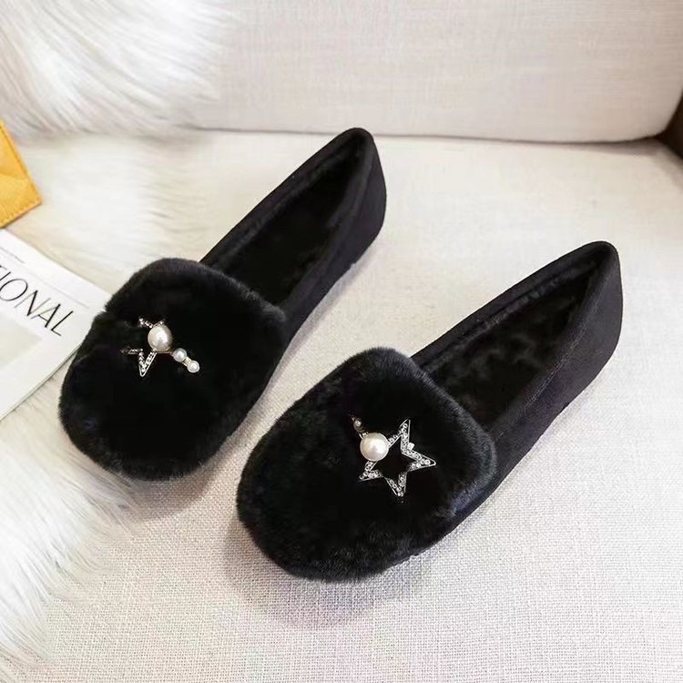 Γυναικείοι χειμερινοί slip-on loafers με επάνω μέρος από σουέντ, εσωτερική επένδυση από τεχνητή γούνα, σόλα από καουτσούκ, χαμηλό ύψος φτέρνας (1–3 εκ.)