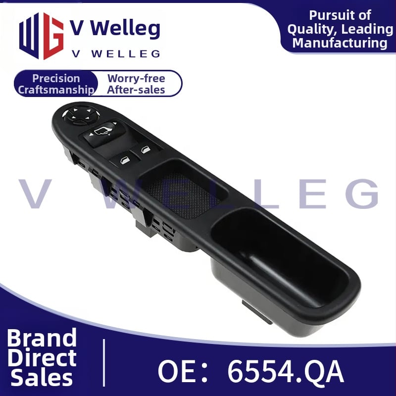 Elektrický panel vypínačov elektrických okien, model 6554QA, pre Peugeot 207 a Renault, plastový, značka V WELLEG